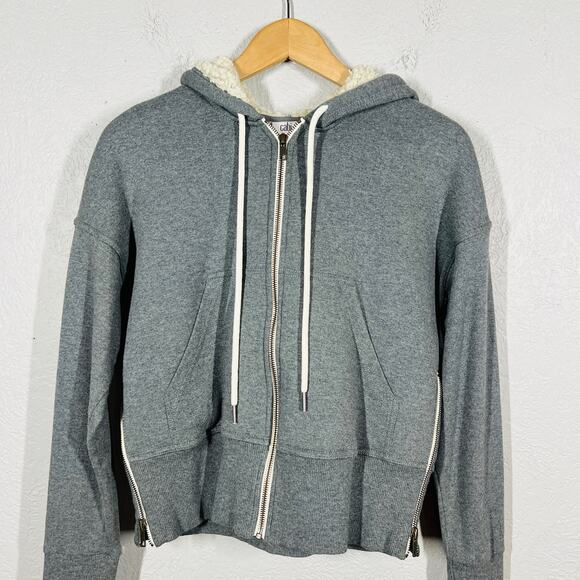 Cabi Fleece Lined Jacket Zip Side Long Sleeve Sweatshirt Full Zip Hoodie Gray S - Picture 2 of 6